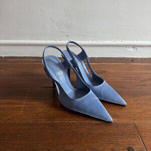 Zara BabyBlue Slingback Short Stiletto Heels